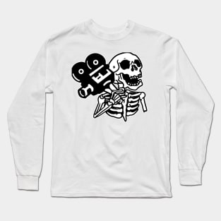 Skelleton Holding vintage film camera Long Sleeve T-Shirt